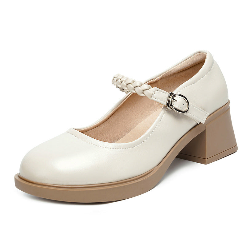 Damen Elegante Mary Jane Pumps mit geflochtenem Riemen und komfortablem Absatz EB