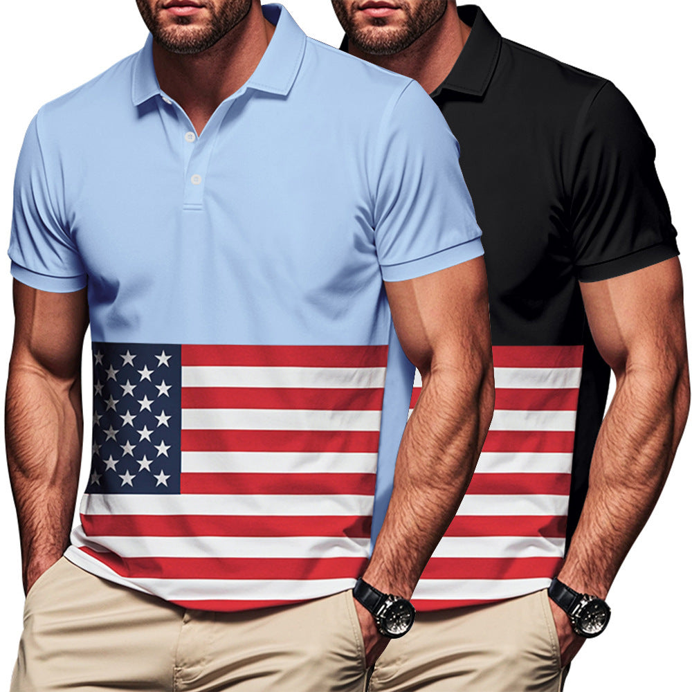Herren Polo-Shirt mit Flaggenmotiv und klassischem Kragen EB