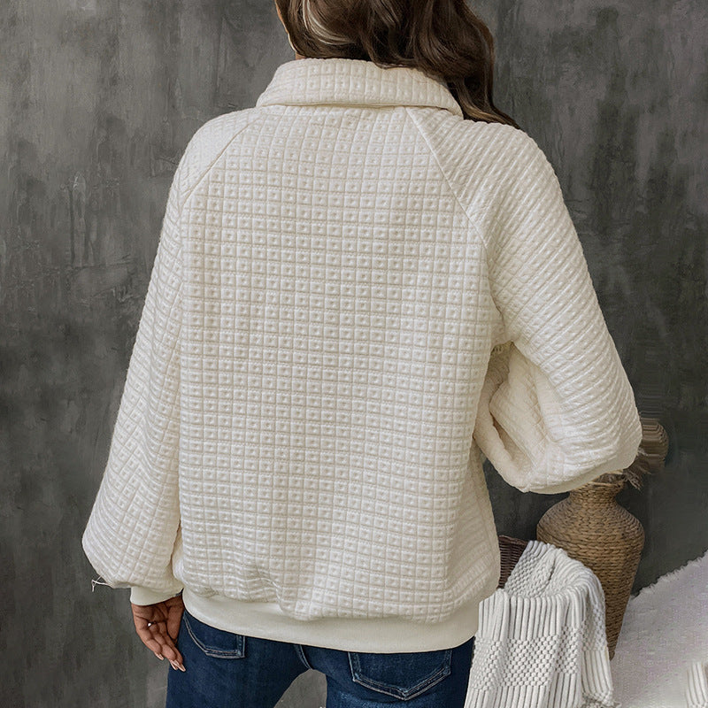 Damen Fleece-Pullover mit Holzknopf-Details und lässigem Schnitt EB