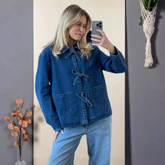 Damen Denim-Jacke mit innovativem Bindedetail EB