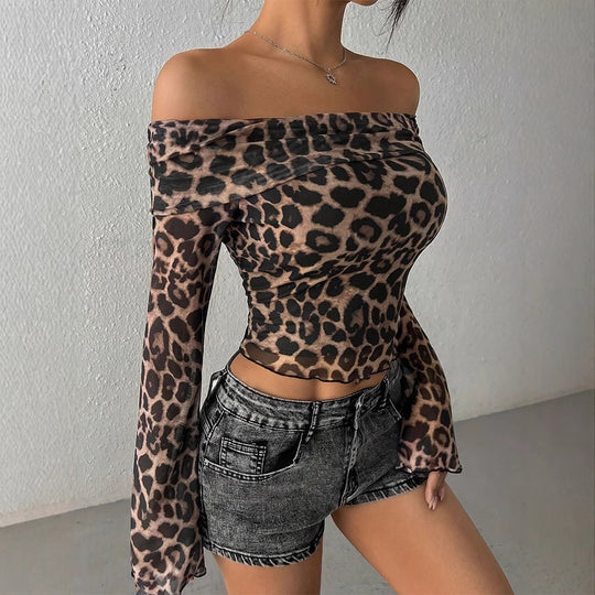 Damen Off-Shoulder Bluse mit weit ausgestellten Ärmeln EB