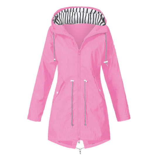 Damen wasserabweisende Freizeitjacke mit verstellbarem Kapuzenkragen und funktionalen Taschen EB