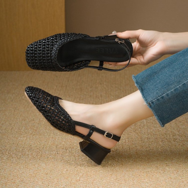 Damen Slingback-Pantoletten mit luftiger Webstruktur und bequemer Absatzhöhe EB