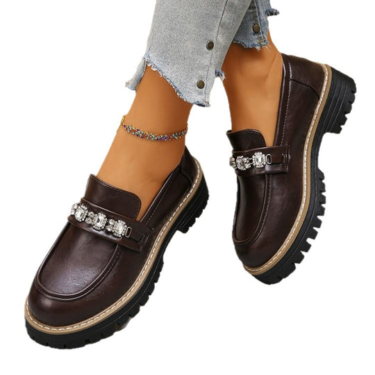 Damen Elegante und bequeme Mokassins mit dekorativen Kristallen EB