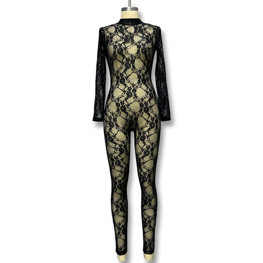 Damen Elegantes Spitzenoverall EB