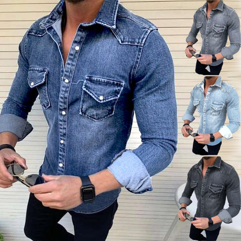 Herren Denim Hemd mit modernem Schnitt und praktischen Brusttaschen EB