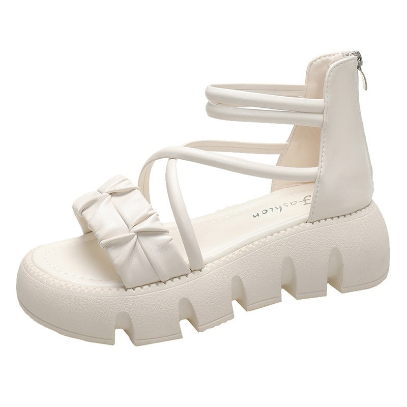 Damen modische Keilsandalen mit raffiniertem Riemendesign EB
