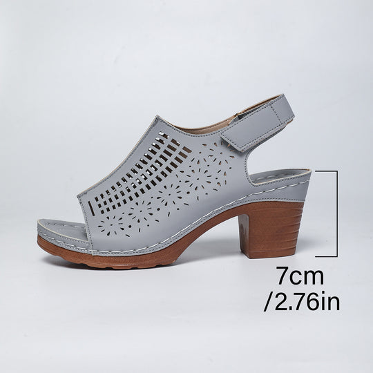 Damen Sandaletten mit durchbrochenem Design und komfortablem Blockabsatz EB
