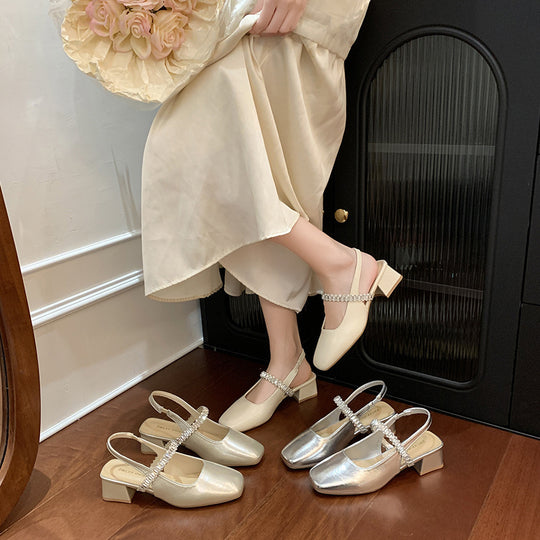 Damen elegante Slingback-Schuhe mit funkelnder Akzent-Riemchen EB
