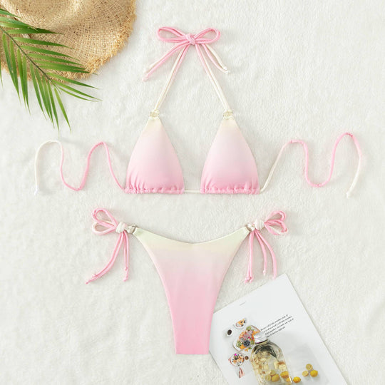 Damen Triangel-Bikini mit modernem Farbverlauf und verstellbaren Trägersystem EB