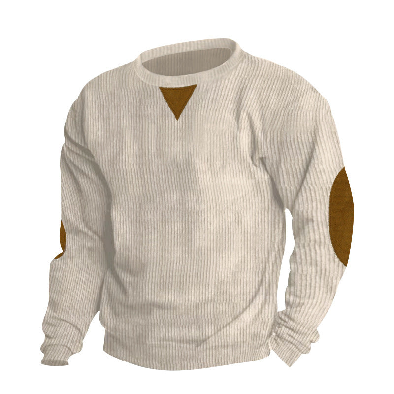 Herren bequemer Strickpullover mit eleganten Ellbogenpatches EB