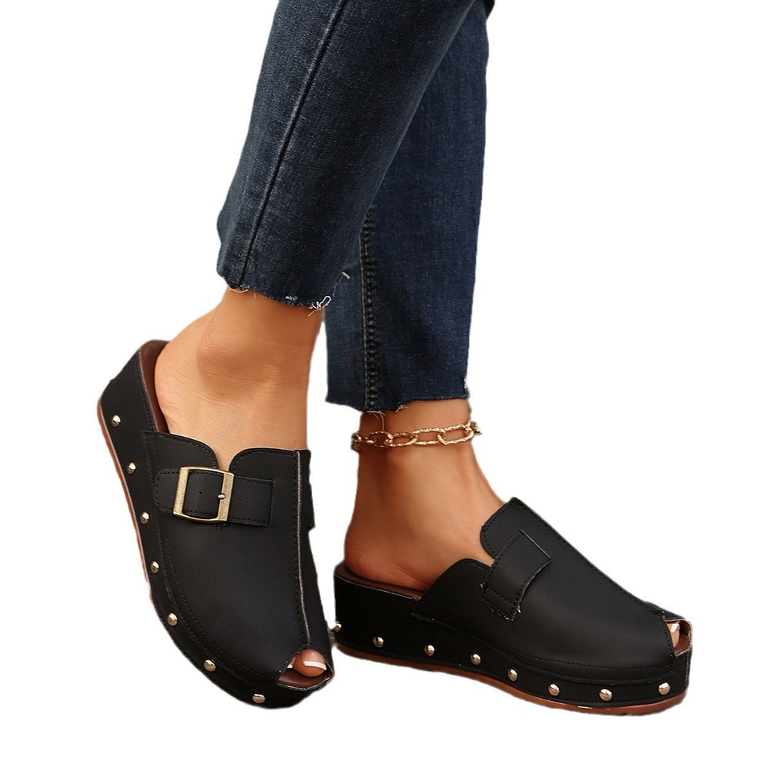 Damen Clogs mit modischem Schnallen-Design und trendiger Metallverzierung EB