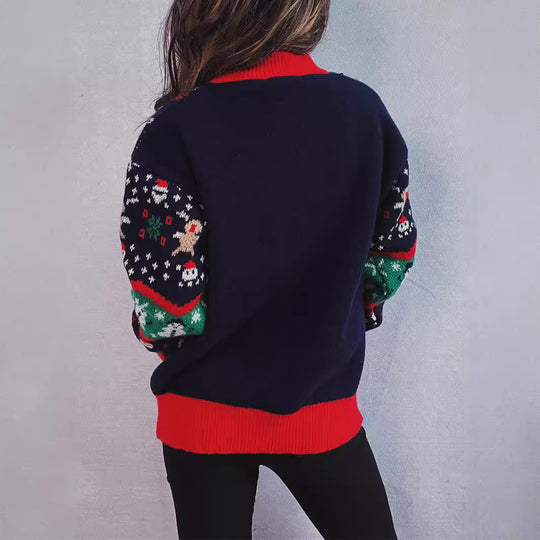 Damen Weihnachts-Pullover mit festlichem Design und verspielten Motiven EB