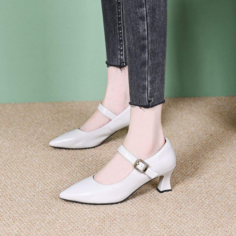 Damen Elegante Mary Jane Pumps mit dezentem Schnallen-Detail EB