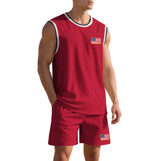 Herren Sportliches Trainingsset mit atmungsaktivem Mesh-Gewebe und modernen Flaggen-Details EB