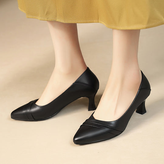 Damen Elegante Pumps mit modischem Rüschendetail und bequemem Blockabsatz EB