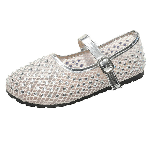 Damen Ballerinas mit geschlitzten Riemen und dekorativen Schleifen EB