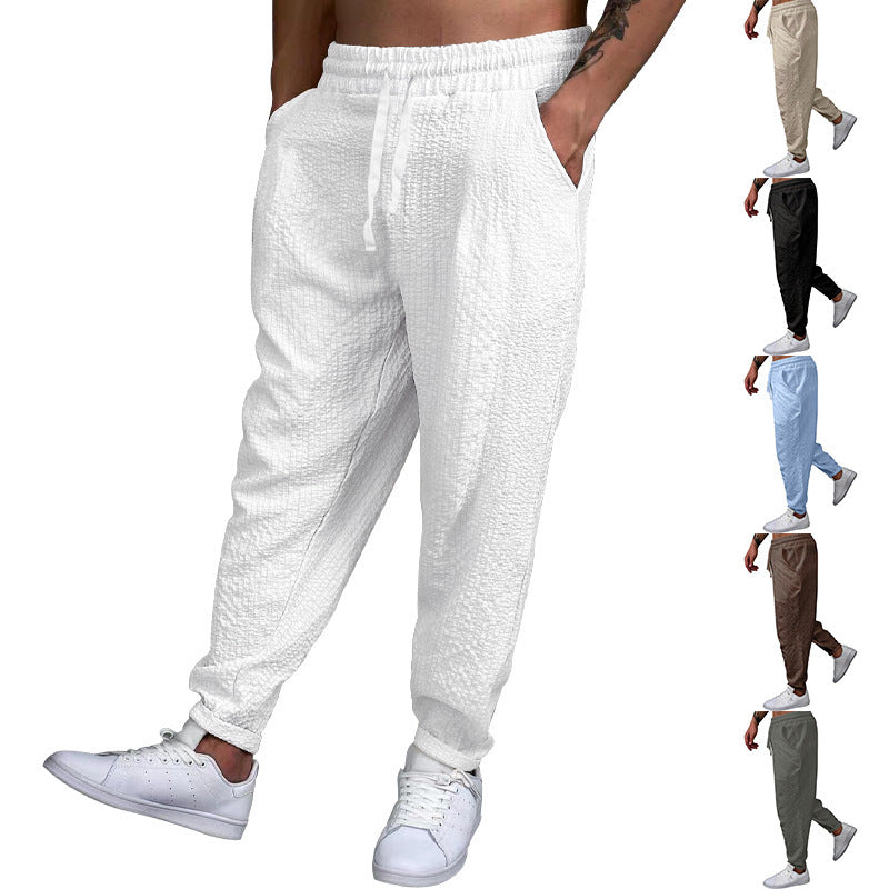 Herren Texturierte tapered Jogginghose mit Elastikbund, Tunnelzug & gerippten Knöchelbündchen EB