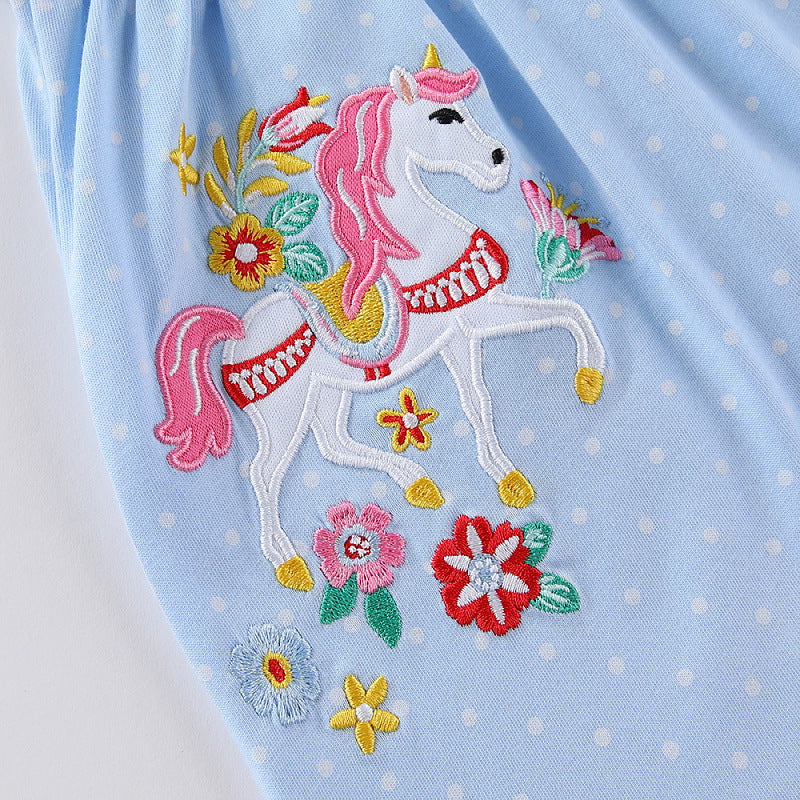 Mädchen Sommerkleid mit gesticktem Einhornmotiv EB