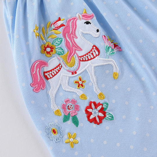 Mädchen Sommerkleid mit gesticktem Einhornmotiv EB