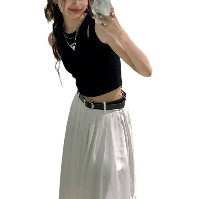 Damen Crop-Top mit elastischem Bund und asymmetrischem Ausschnitt EB