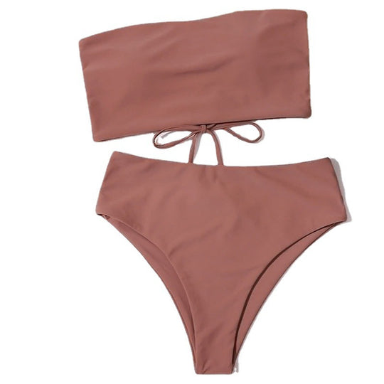 Damen Bandeau-Bikini Set mit hochgeschnittenem Slip EB