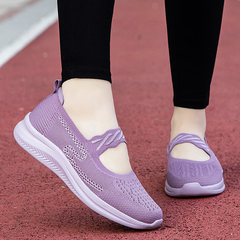 Damen Slip-On Fitnessschuhe mit atmungsaktivem Obermaterial und elastischem Design EB