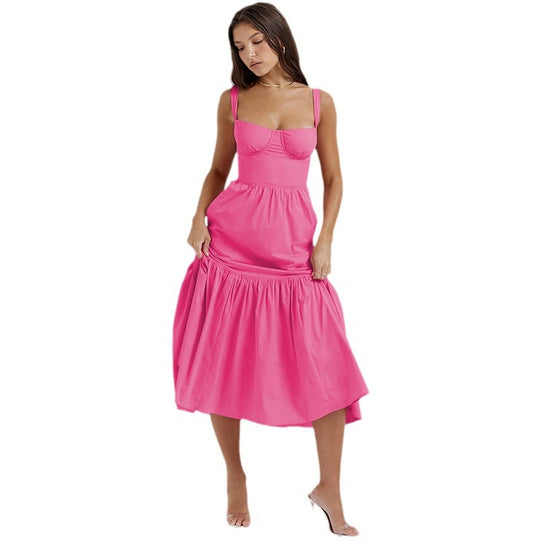 Damen Boho Maxikleid mit romantischem Blumendruck und voluminösem Rock EB