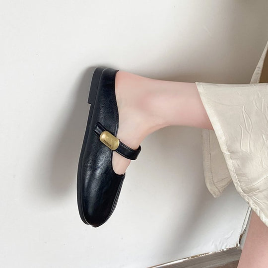 Damen Bequeme Hausschuh-Mules mit verstellbarem Riemen EB