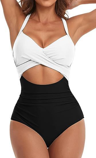 Damen Cut-Out Badeanzug mit Kreuzgurt EB