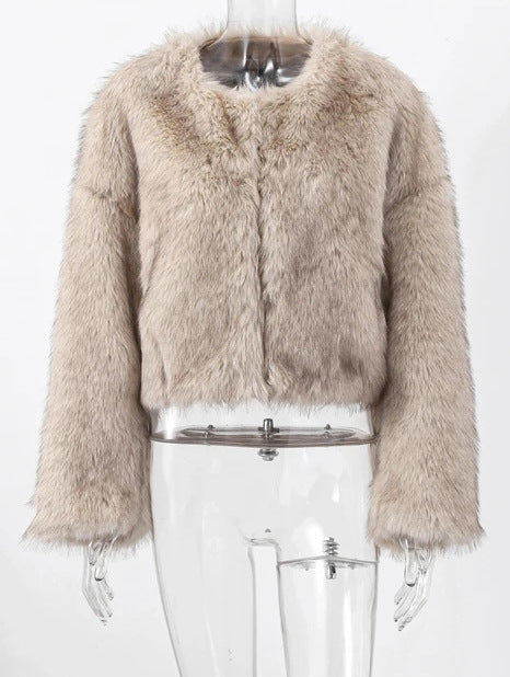 Damen Kuschelige und elegante Kunstfelljacke EB