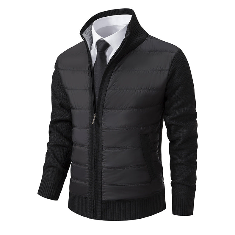 Herren nan gesteppte Hybrid-Strickjacke mit Stehkragen Reißverschluss und Eingrifftaschen EB