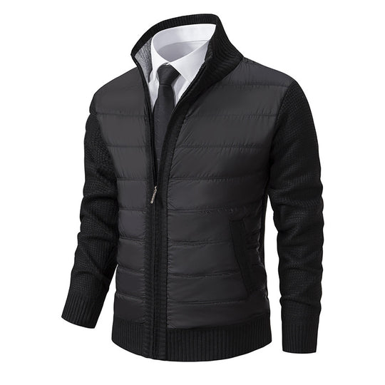 Herren nan gesteppte Hybrid-Strickjacke mit Stehkragen Reißverschluss und Eingrifftaschen EB