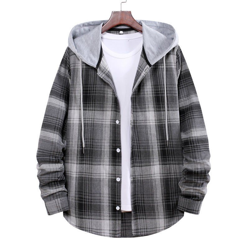 Herren Flanellhemdjacke mit Hood und modernem Karomuster EB