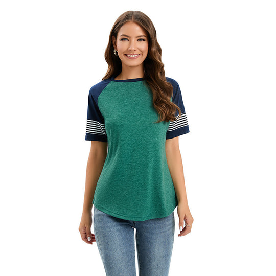 Damen sportliches Raglan-T-Shirt mit Streifenmuster EB
