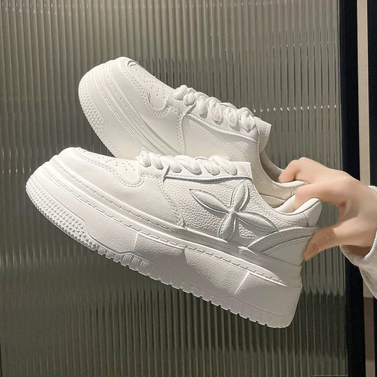 Damen sportliche Sneakers mit hohem Plateau-Heel und kunstleder Oberfläche EB