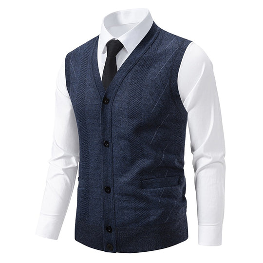 Herren elegante Weste mit strukturiertem Design und praktischen Taschen EB