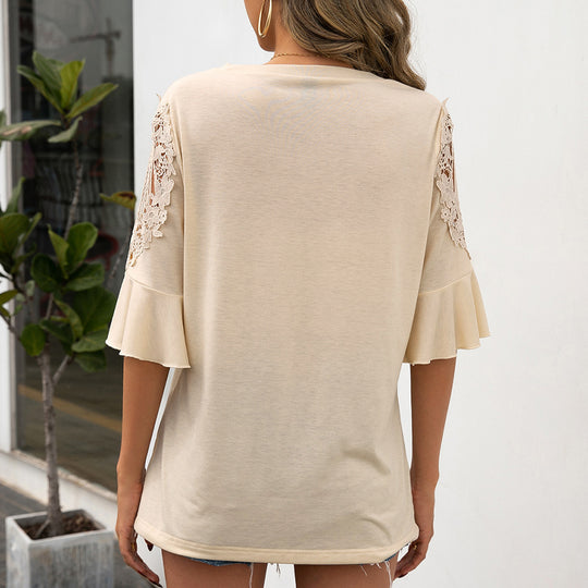 Damen Shirt mit Spitzenärmeln und fließender Passform EB