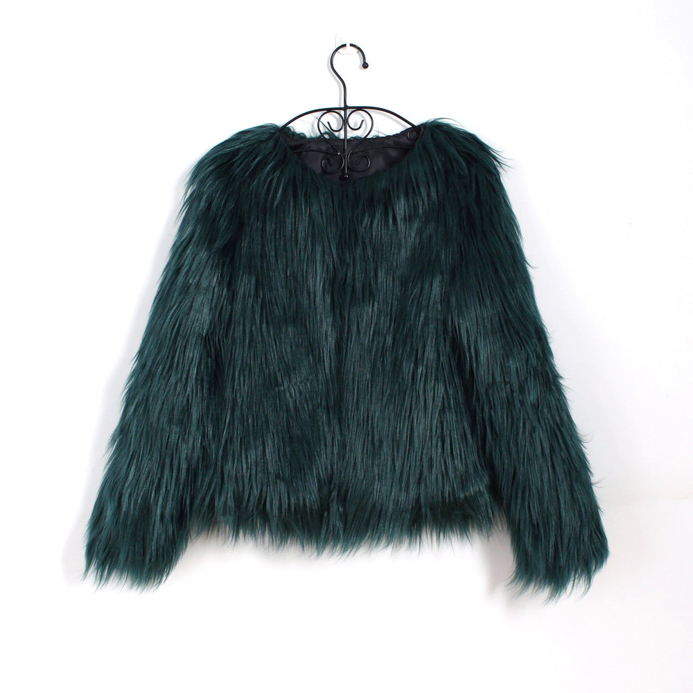 Damen Flauschige Kunstfell-Jacke mit lässigem Schnitt und weichem Innenfutter EB