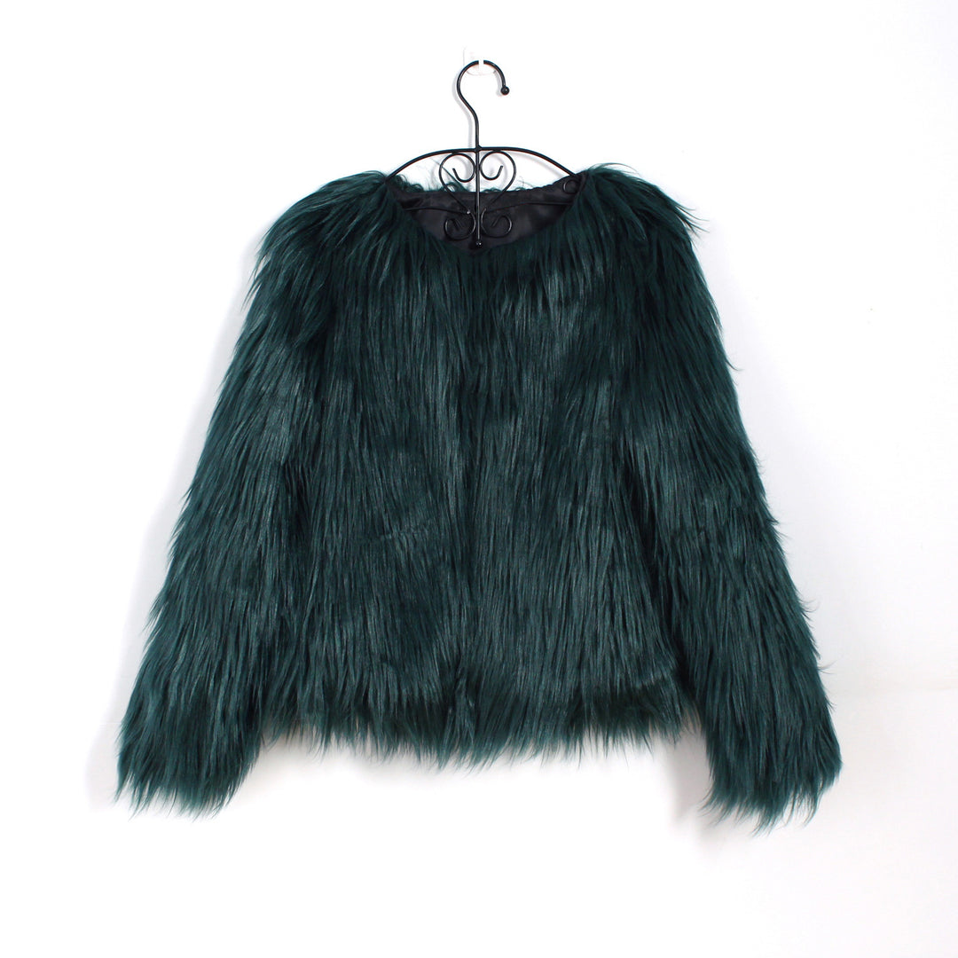 Damen Flauschige Kunstfell-Jacke mit lässigem Schnitt und weichem Innenfutter EB