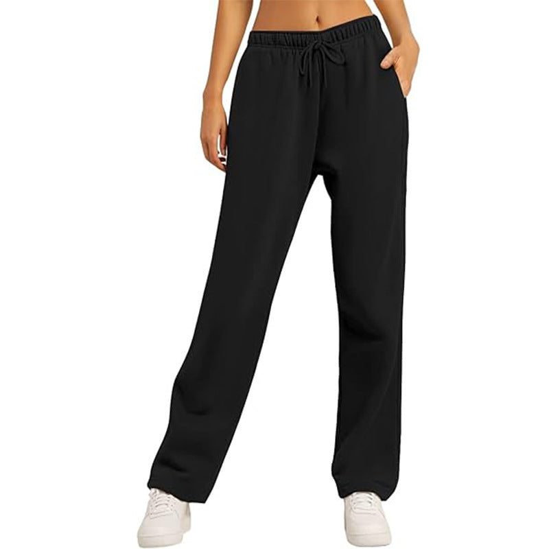 Damen nan hochwertige Relax-Hose mit hoher Taille, geradem Bein und integrierten Eingrifftaschen EB