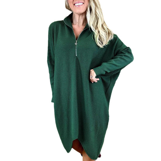 Damen Oversized Strickkleid mit Reißverschluss EB