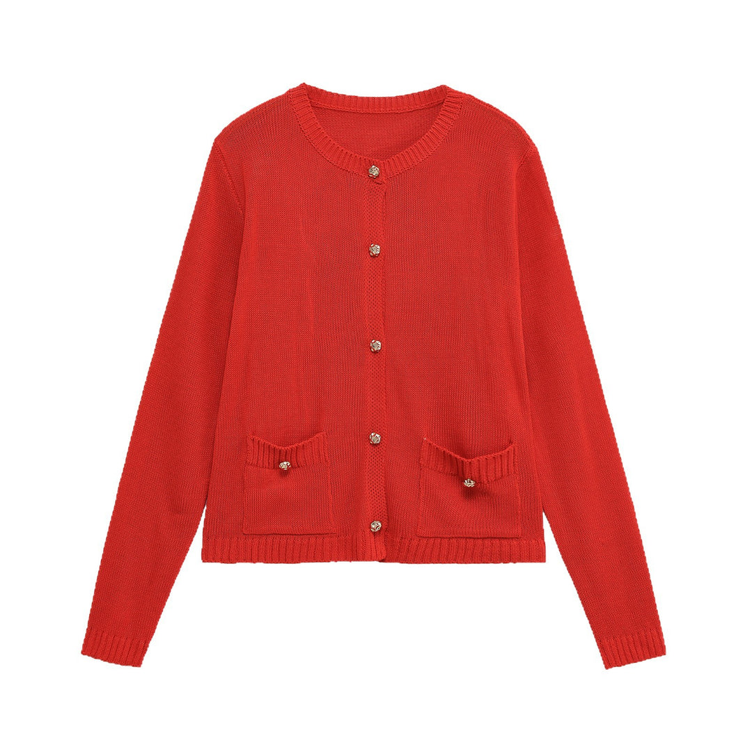 Damen elegante Strickjacke mit praktischen Taschen EB