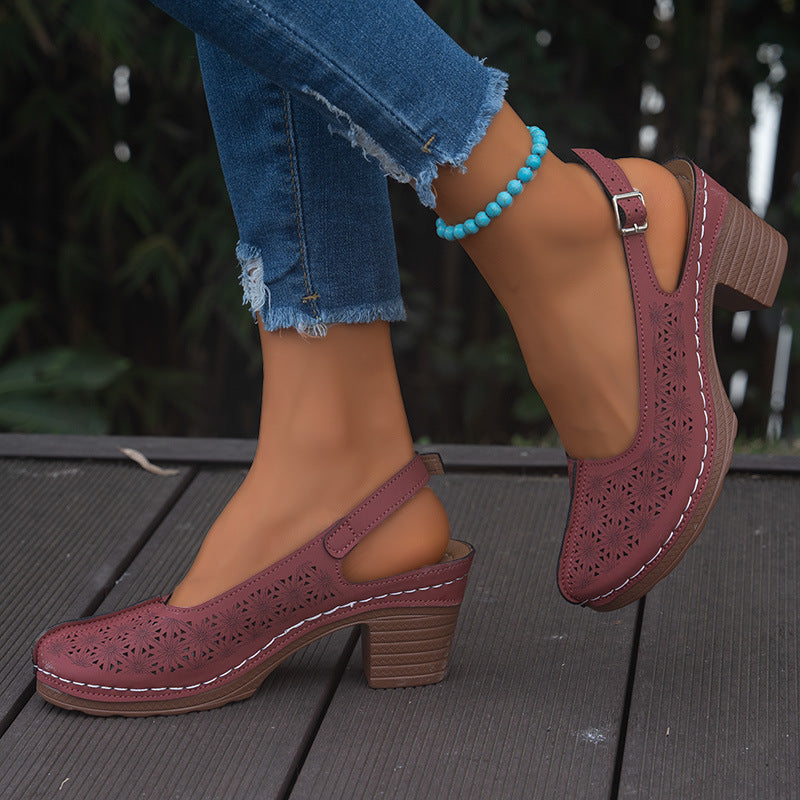 Damen Slingback-Pumps mit elegantem Cut-Out-Design und komfortablem Blockabsatz EB