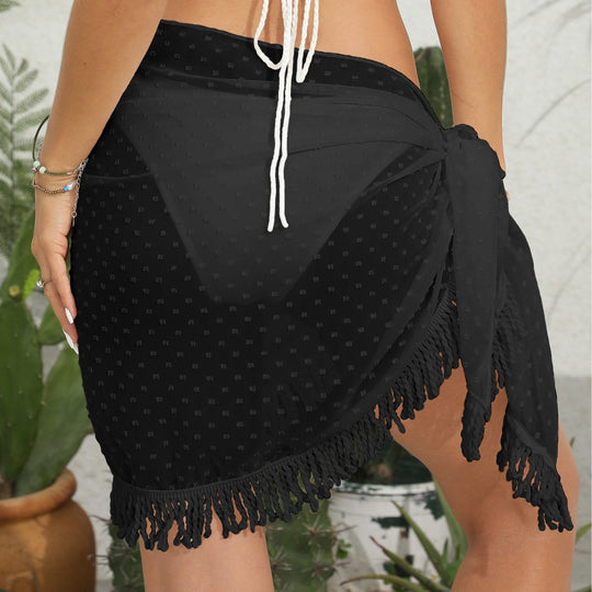 Damen transparenter Strandüberwurf mit Quasten EB