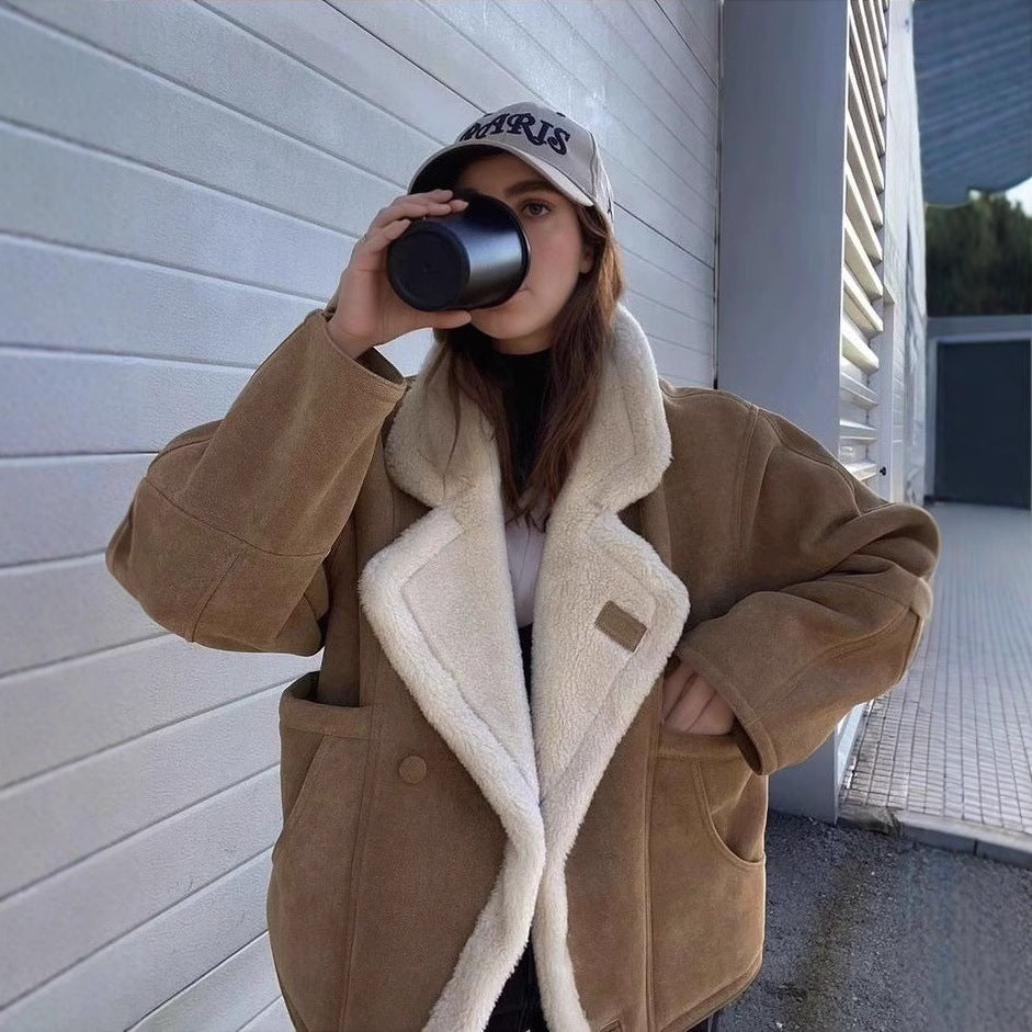 Damen Oversized-Winterjacke mit Plüsch EB