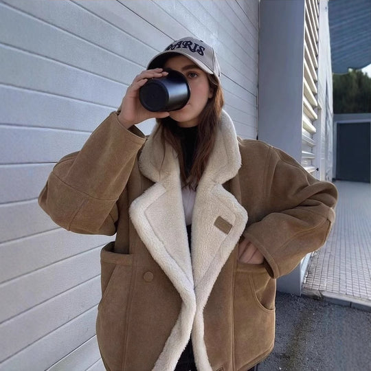 Damen Oversized-Winterjacke mit Plüsch EB