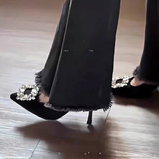 Damen elegante Stiletto-Pumps mit funkelndem Schnallenakzent EB