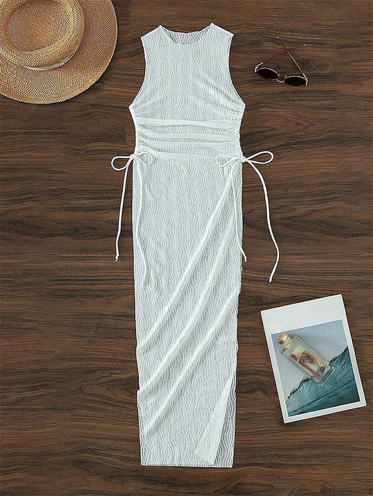 Damen Maxikleid mit raffiniertem Wickeldetail und eleganten Taillenzügen EB
