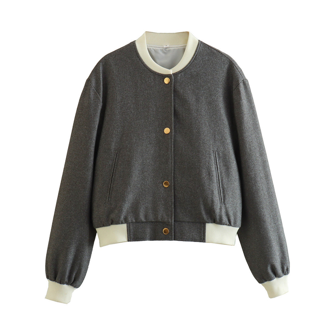 Damen modische Bomberjacke mit kontrastierenden Details EB